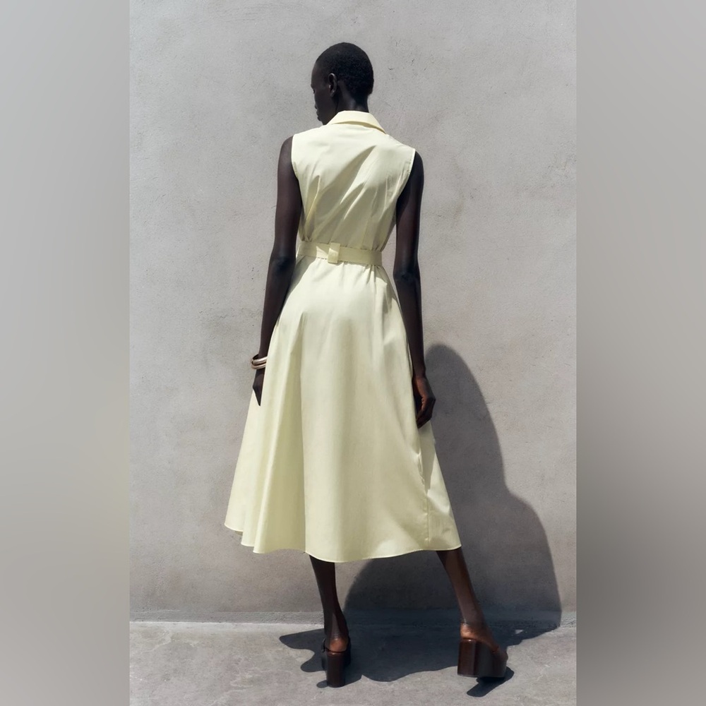 NWT ZARA BELTED POPLIN MIDI DRESS SIZE S - Picture 6 of 10